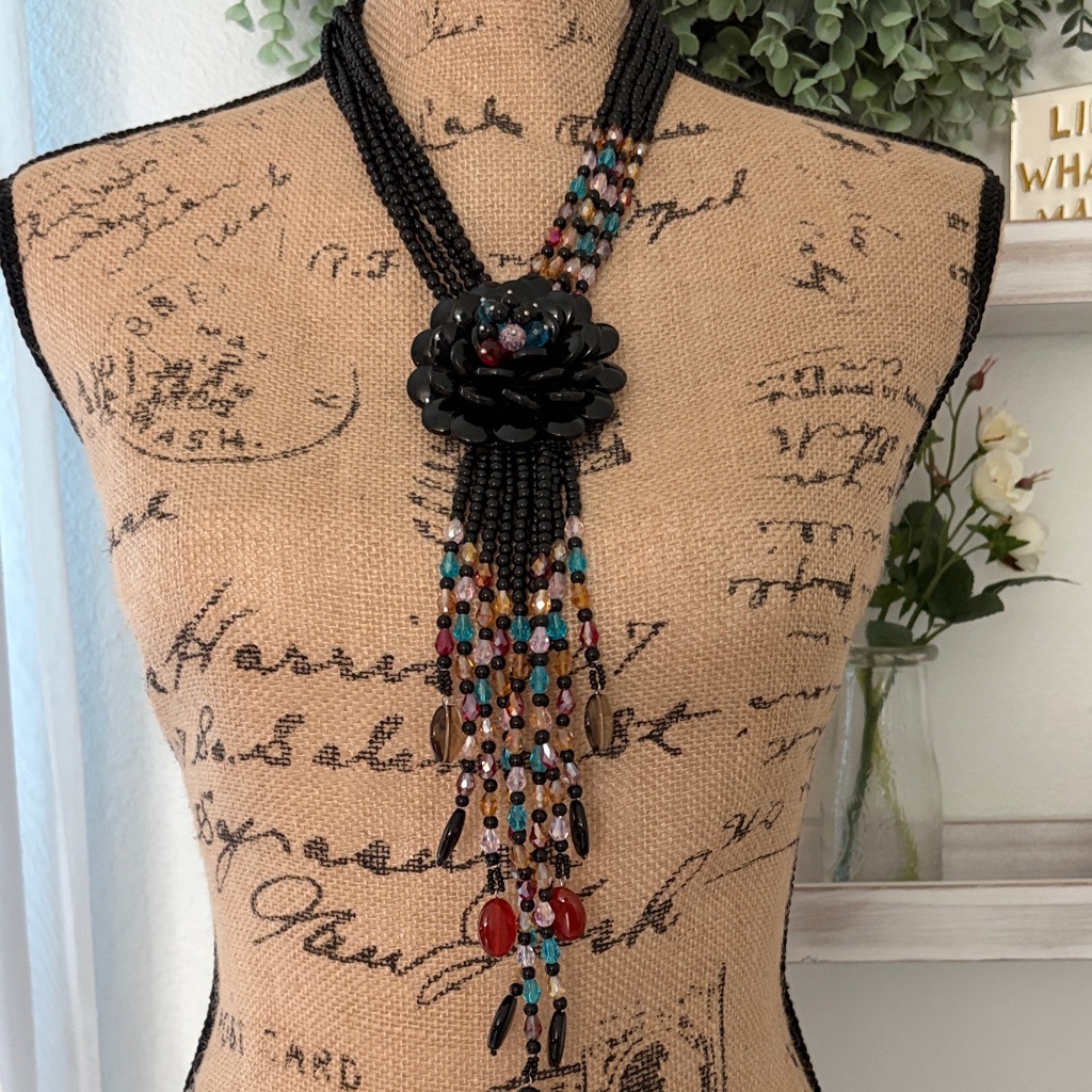 Joan Rivers Classics Collection Starlet Black And Multicolor Beaded Necklace 89$